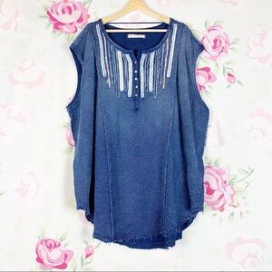 NEW Free People Harvey Muscle Distressed Oversized Tank Top Shirt S